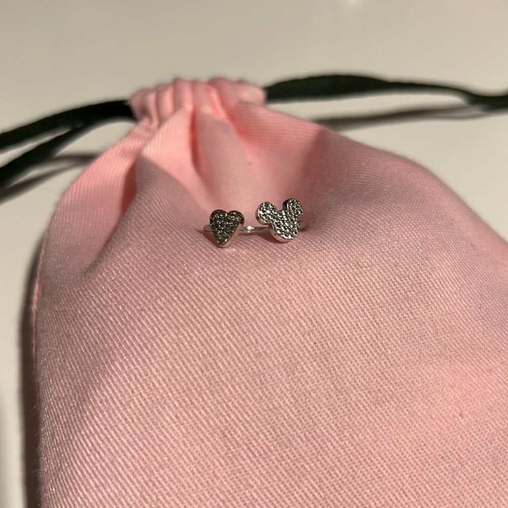Disney - Mickey and Heart silver adjustable ring
